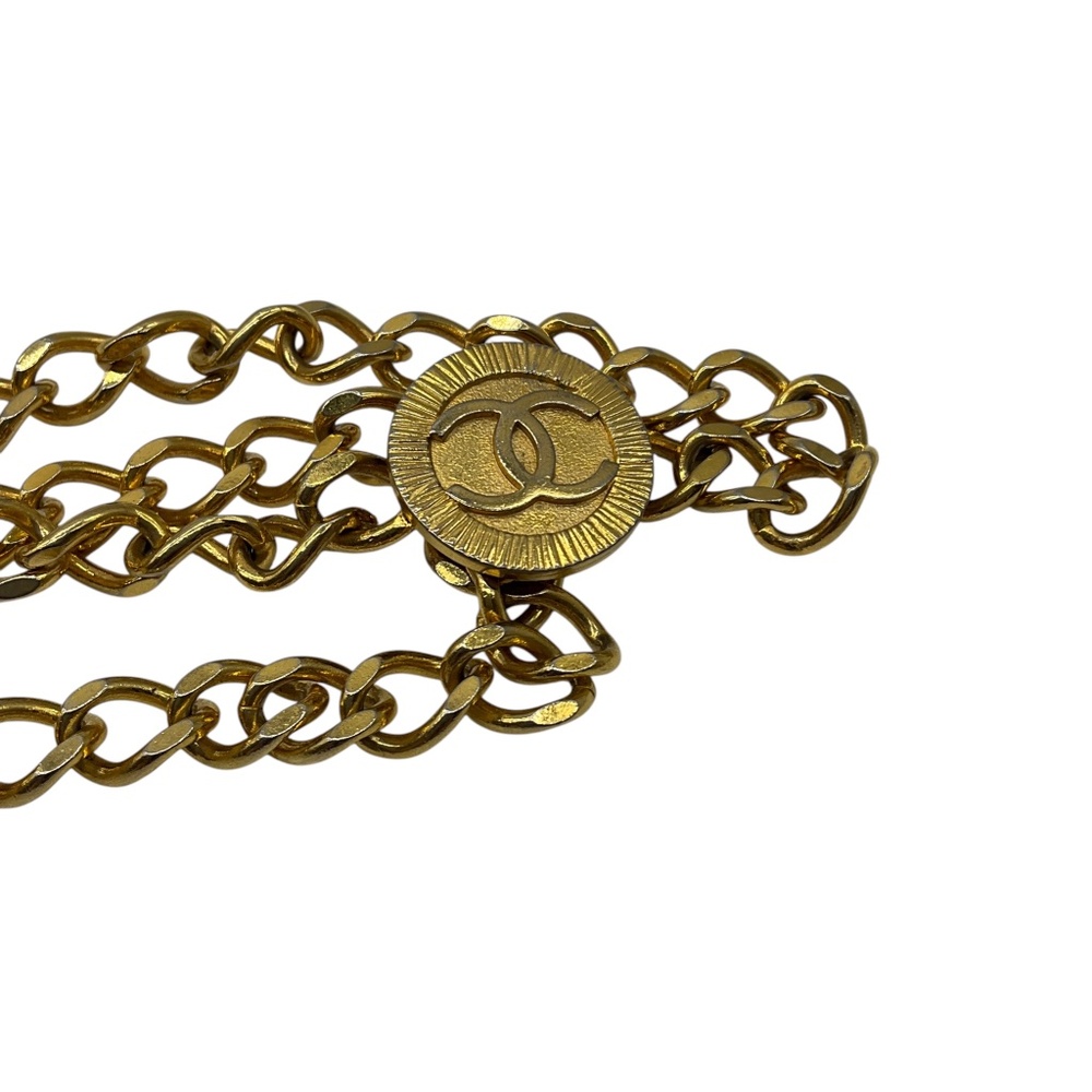CHANEL VINTAGE 1984 GOLD CC MEDALLION CHAIN BELT - Picture 5 of 8